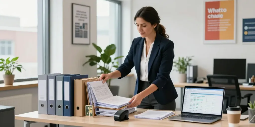 Professional office organizer Ottawa transforming a cluttered workspace into an organized haven